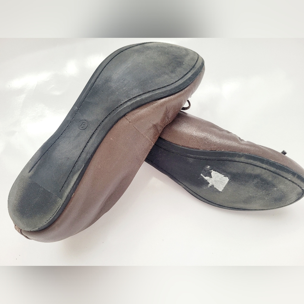 Audrey Brooke Newton Women's Ballet Flats Bow Decor Genuine Leather Coffee US 8 - Picture 4 of 16